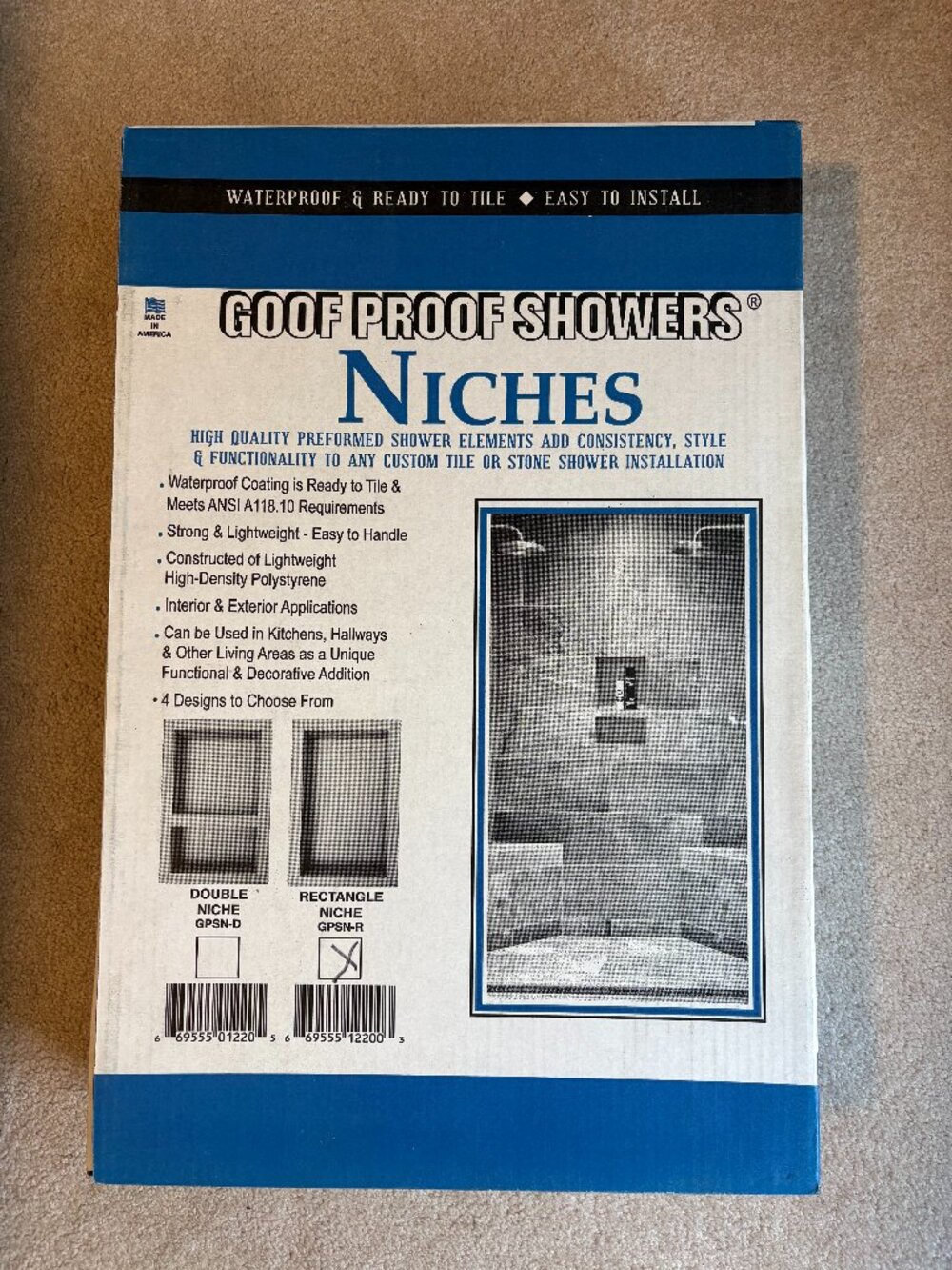 Goof Proof Showers Niches Insert 23.75 x 16 x 4 Rectangular FPSN-R